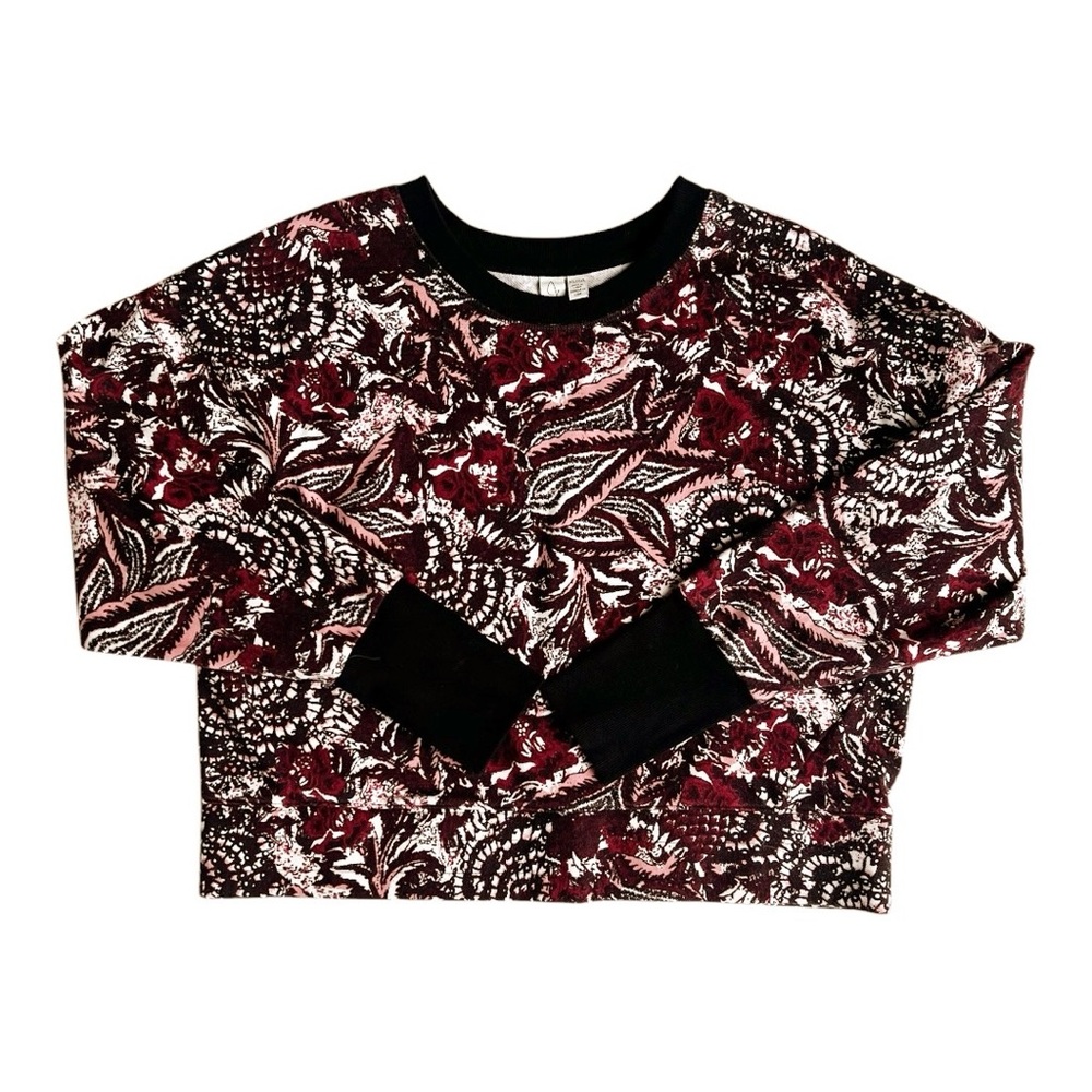 Joie Purple Paisley Printed Cropped‎ Sweatshirt Size X-Large